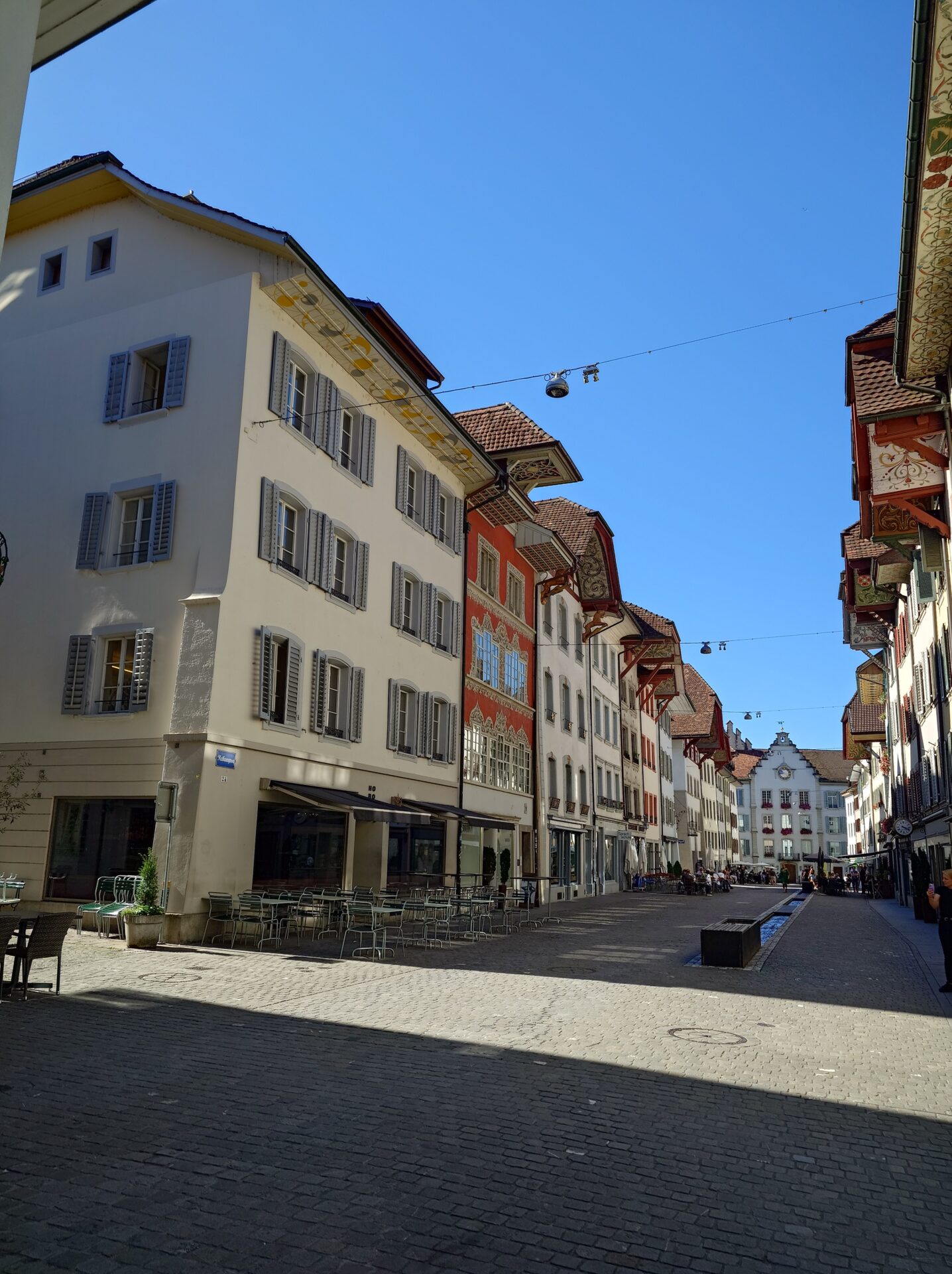 Old Town Aarau in Switzerland on a sunny sunday afternoon