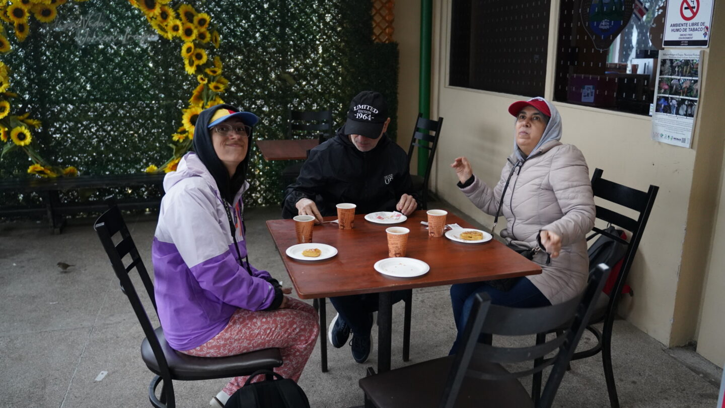 Heating ourselves up in the cafe at Irazu Volcano